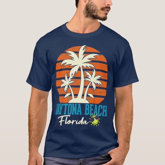T-shirt Daytona Beach Florida Palm Trees Orange Sunset (Devant)