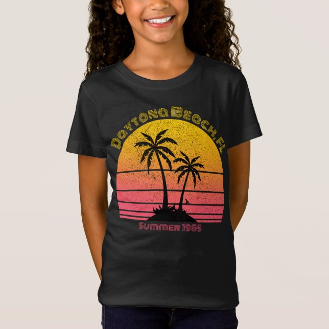 T-Shirt Daytona Beach Palms de coucher de soleil rétro (Devant)