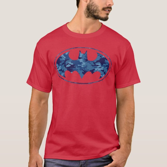T-shirt DC Comics Batman Blue Camo Logo (Devant)