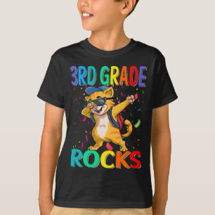 T-shirt de 3e année Rocks Chat Retour à l'école