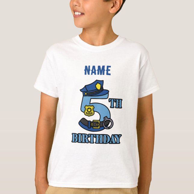 T-shirt de 5 ans de la police (Devant)