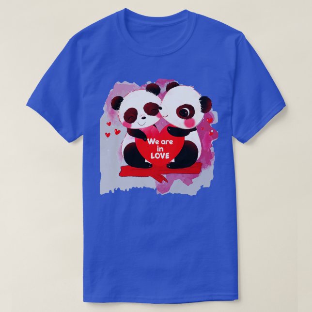 T-shirt De adorables pandas amoureux (Design devant)