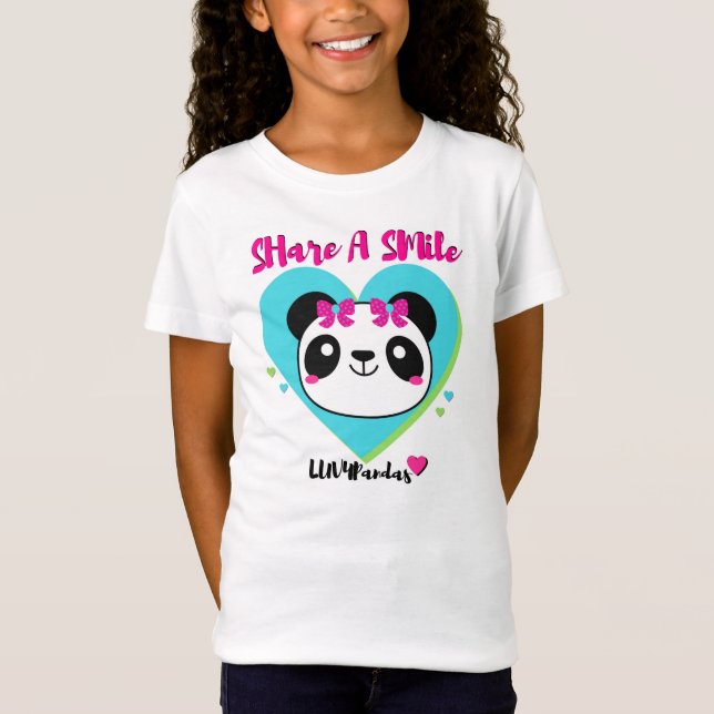 T-shirt de Babydoll de panda de coeurs et de (Devant)
