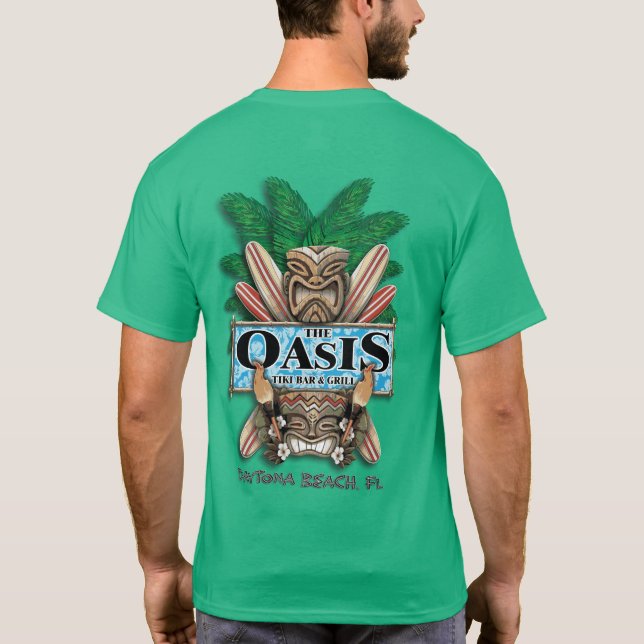T-shirt de bar et grill de Tiki d'oasis (couleur) (Dos)