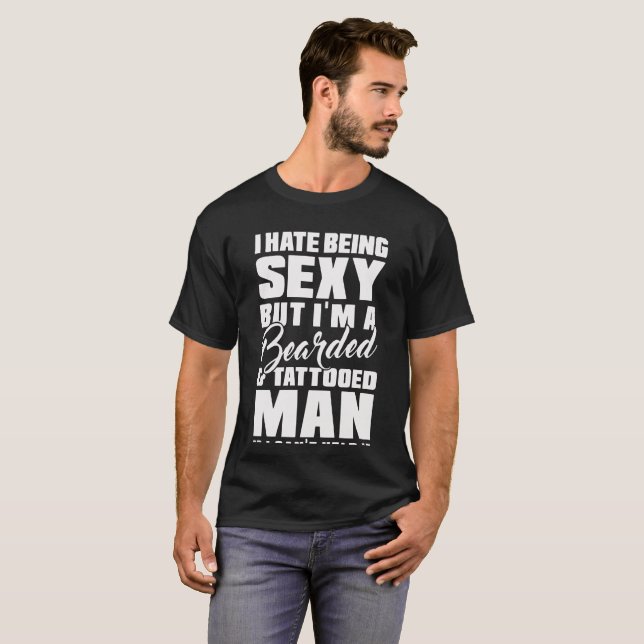 T-shirt de barbe je suis un homme barbu et tatoué (Devant entier)