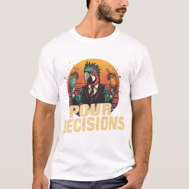 T-shirt de barman perroquet pour décisions (Devant)