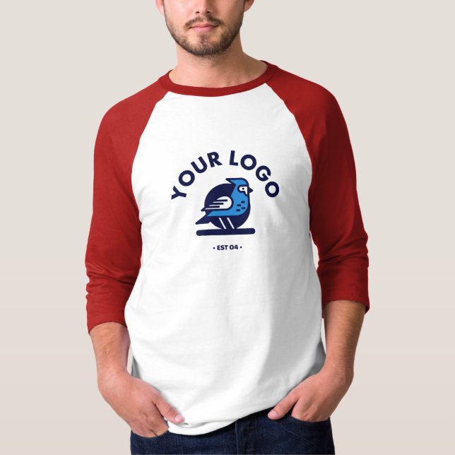 T-shirt de base 3/4 hommes - blanc/rouge (Devant)