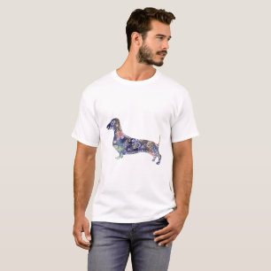 T-shirt de base Mandala Dachshund, blanc