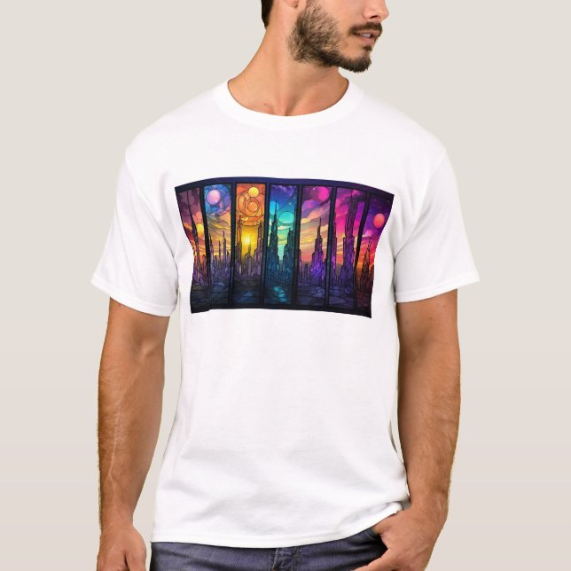 T-Shirt de base masculin coloré tendance (Devant)