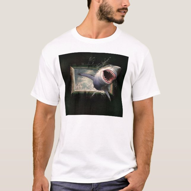 T-shirt de base masculin pour l'attaque de requins (Devant)