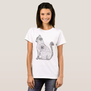 T-shirt de base pour chat Mandala, blanc