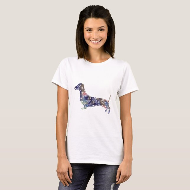 T-shirt de base pour chien Mandala, blanc (Devant entier)
