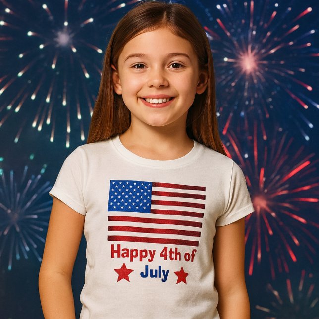 T-shirt de base pour enfants avec drapeau américai (classic, spirited, and summer-ready. This 4th of July tee is perfect for your holiday party )