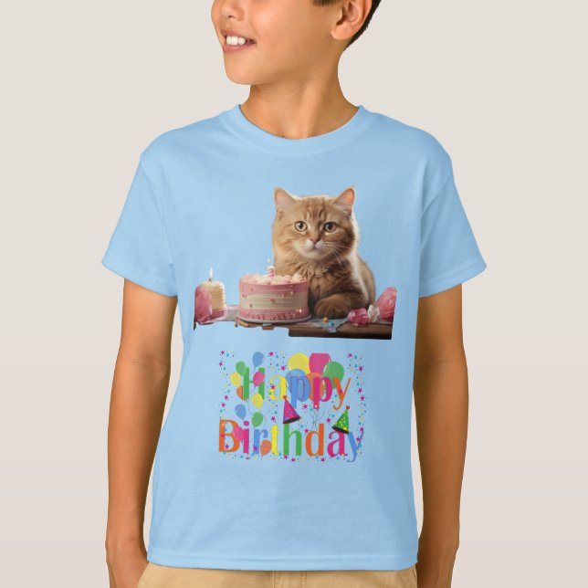 T-shirt de base pour enfants Joyeux design de chat (Devant)