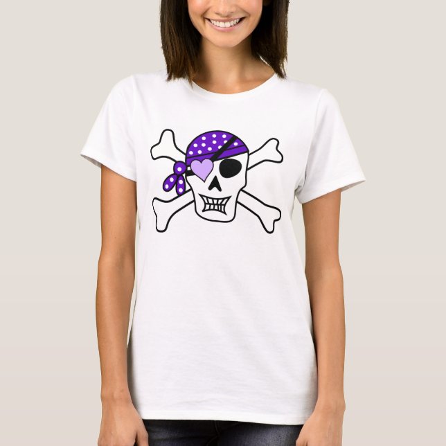 T-shirt de base pour femmes/crâne pirate pourpre (Devant)