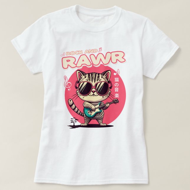 T-shirt de base pour femmes Rock & Rawr Cat (Design devant)