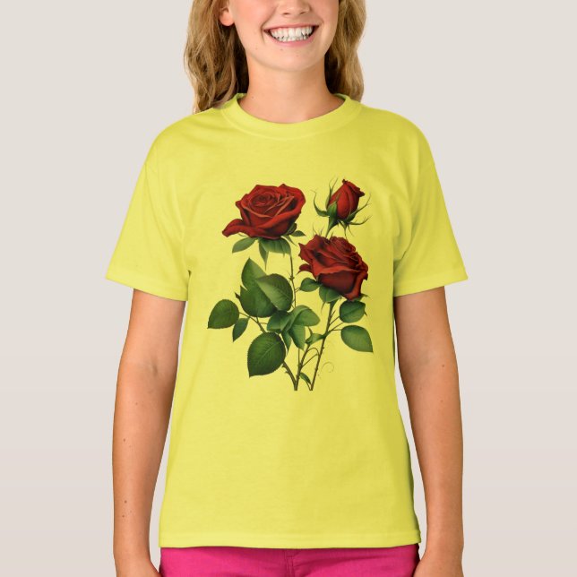 T-shirt de base pour filles Red Rose (Devant)