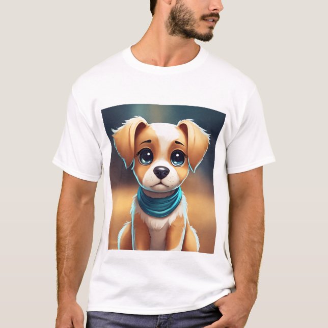 T-shirt de base pour hommes avec chiot imprimé (Devant)
