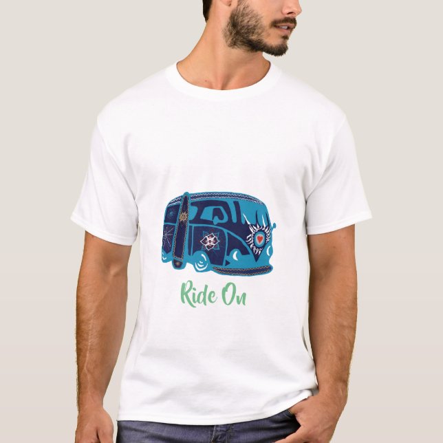 T-Shirt de base pour hommes, Balade en blanc sur V (Devant)