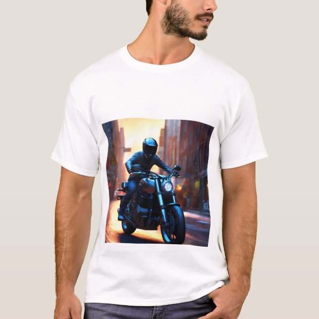 T-shirt de base pour hommes imprimé moto (Devant)