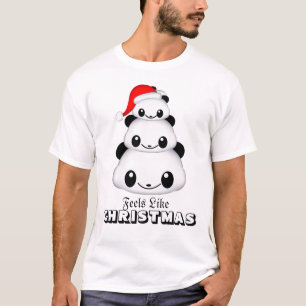 T-shirt de base pour hommes Panda Christmas