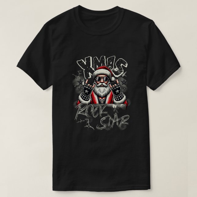 T-shirt de base pour hommes Santa Claus Rock Star  (Design devant)