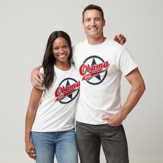T-shirt de baseball Obama 2008 (Unisexe)
