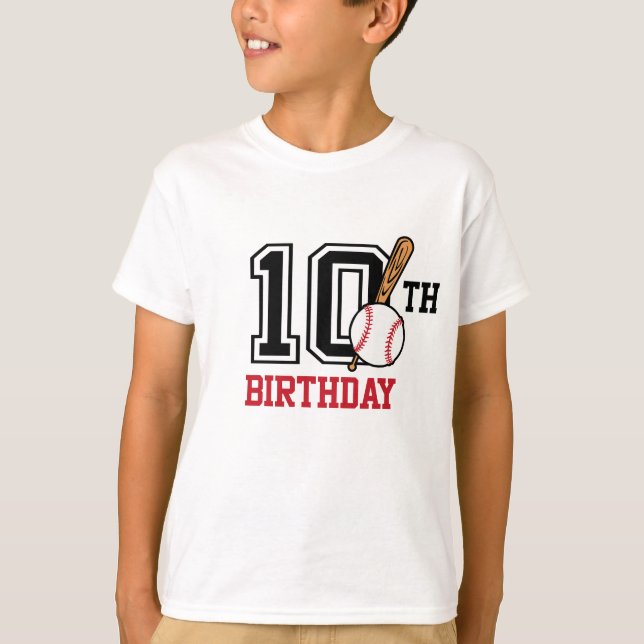T-shirt de baseball personnalisé 10e anniversaire (Devant)