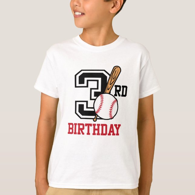 T-shirt de baseball personnalisé 3e anniversaire (Devant)