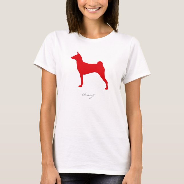 T-shirt de Basenji (silhouette rouge) (Devant)