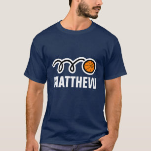 T-shirt de basket cool avec nom et balle qui rebon