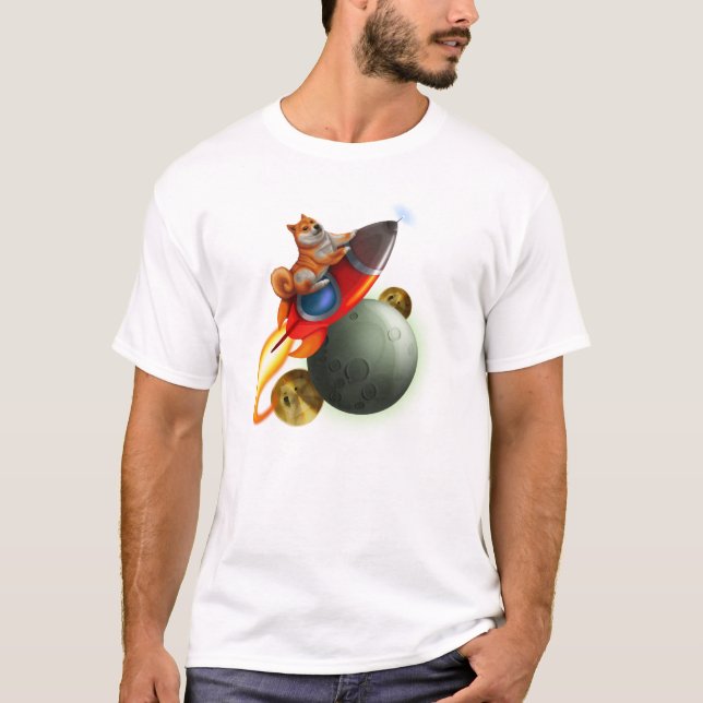 T-shirt de bateau de DogeCoin Rocket (Devant)
