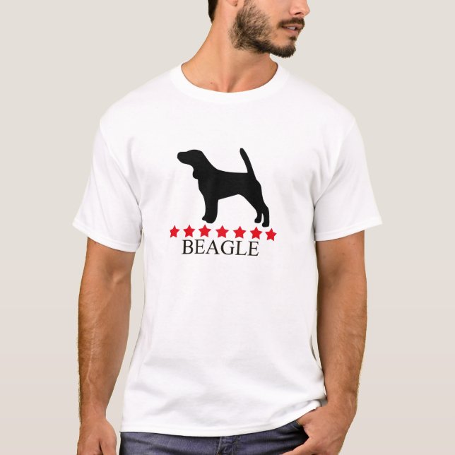 T-shirt de beagle avec les étoiles rouges (Devant)