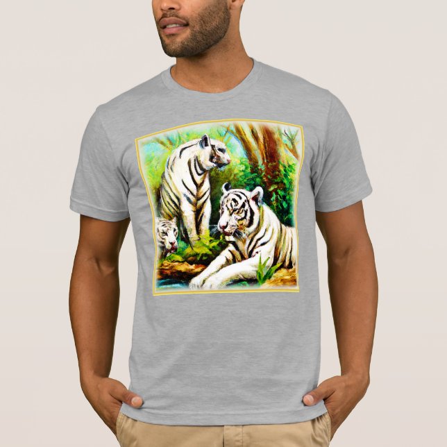 T-shirt De Beaux Tigres Blancs Dans La Jungle. Commandez d (Devant)