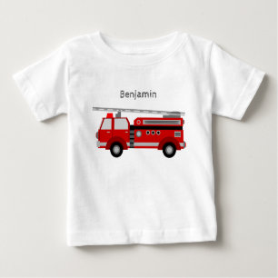 T-shirt de bébé avec le camion de pompiers et le