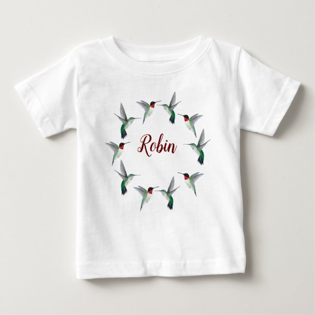 T-shirt de bébé colibri à gorge rubis personnalisé (Devant)