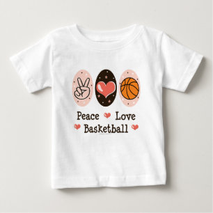 T-shirt de bébé de basket-ball d'amour de paix