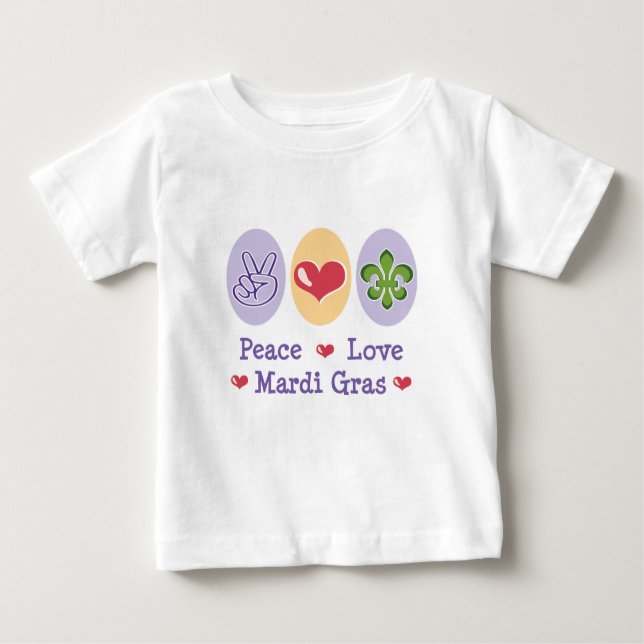 T-shirt de bébé de mardi gras d'amour de paix (Devant)