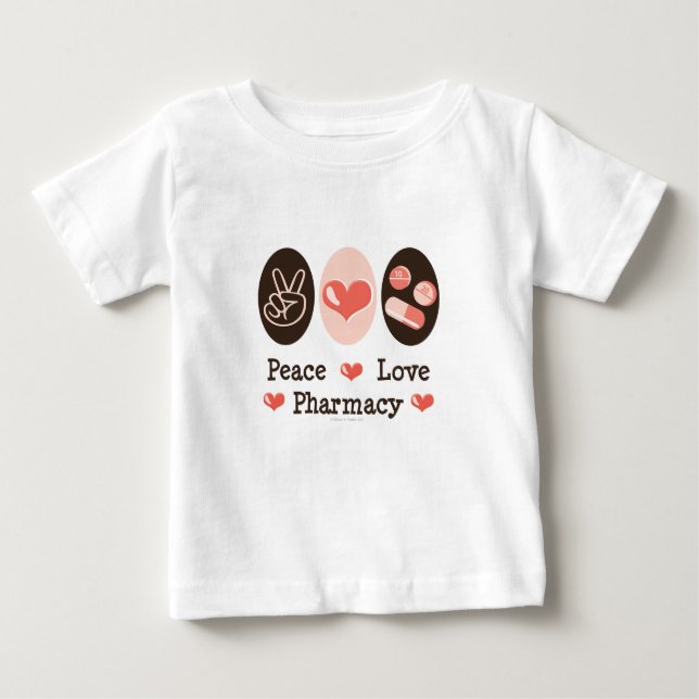 T-shirt de bébé de pharmacie d'amour de paix (Devant)