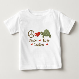 T-shirt de bébé de tortues d'amour de paix