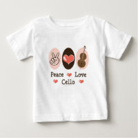 T-shirt de bébé de violoncelle d'amour de paix