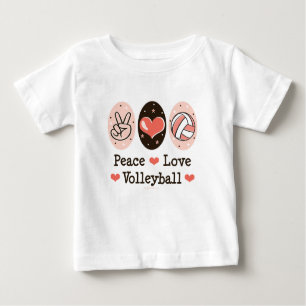 T-shirt de bébé de volleyball d'amour de paix