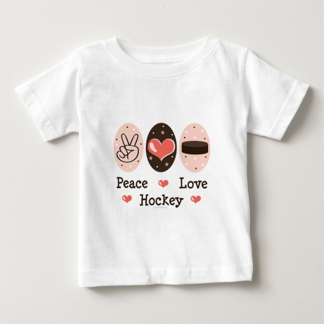 T-shirt de bébé d'hockey d'amour de paix (Devant)