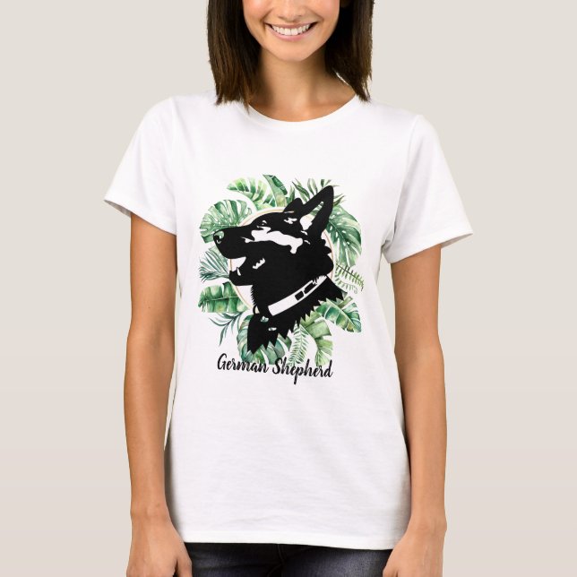T-Shirt de berger allemand floral (Devant)