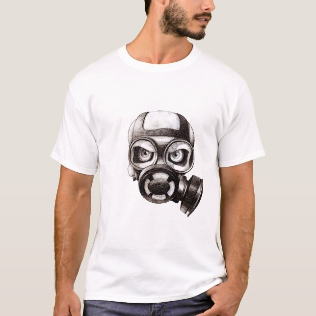 T-shirt de blanc de masque de crâne (Devant)
