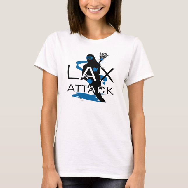 T-shirt de bleu d'attaque de LAX de filles de (Devant)
