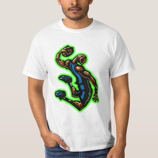 T-shirt de bleu de claquement de B-Ball (Devant)