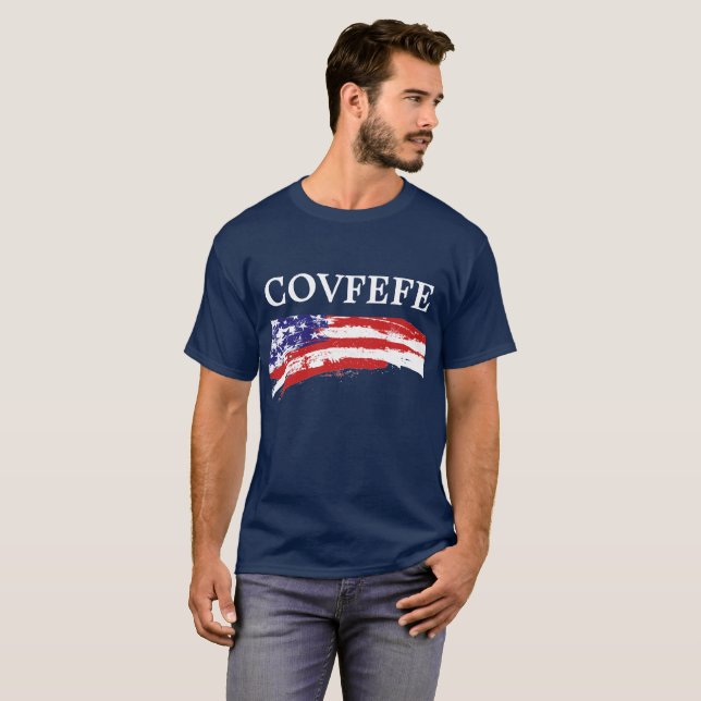 T-SHIRT DE BLEU MARINE DE L'ATOUT "COVFEFE" (Devant entier)