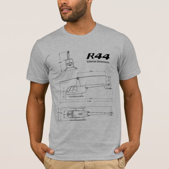 T-shirt de Bluprint d'hélicoptère de Robinson R44 (Devant)