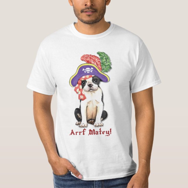 T-shirt de Boston Terrier Pirate (Devant)